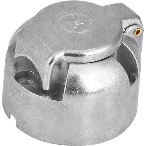 12 V 7-poliger Anhänger-Steckdosen-Adapter, idealer europäischer Standard, lichtdurchlässig, Aluminium, Messing, Silber, 7-polig, Wohnwagen, Wohnmobil, Boot, LKW