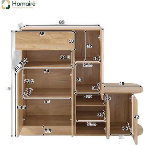Flur- Garderobenschrank natur aus MDF 130 x 35 x 110.5 cm HOMAIRE (1/5)