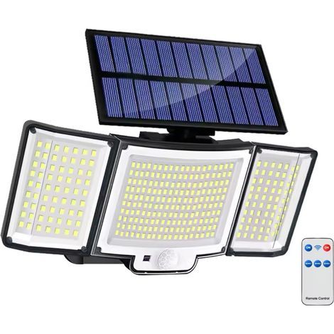 Projecteur solaire extérieur, applique murale à éclairage 360°, projecteur de sécurité solaire étanche, éclairage extérieur avec capteur, éclairage de grande surface, convient pour porche, terrasse, g (1/5)