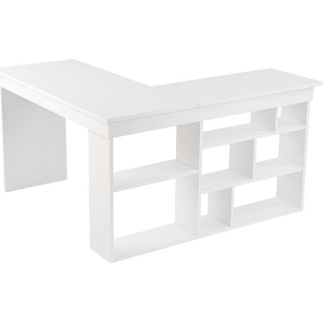 Holzschreibtisch "Vesper" 130 x 120 x 72 cm - Naturweiß