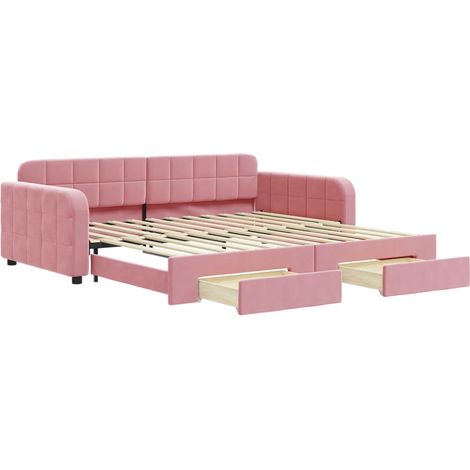 Maison Exclusive - Divano Letto Estraibile con Cassetti Rosa 100x200 cm Velluto (1/5)