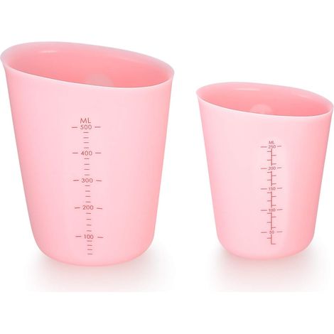 Stück Silikon-Messbecher, 250/500 ml, Mischbecher mit Skala, Tassenmaß, Messbecher für Epoxidharz-Gussformen, Kunsthandwerk, DIY-Handarbeit, Labor, Küche – Rosa