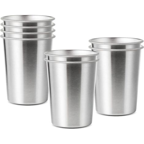 Tasses en Acier Inoxydable 350 ML de Qualité Supérieure, 8 PCS Tasses à Boire Empilables, Tasses Mugs en Métal Incassables Gobelets en Acier Inoxydable pour Enfants et Adultes, Argent (1/5)