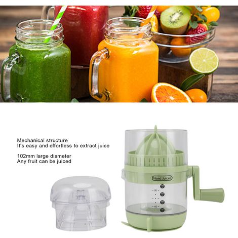 Presse-agrumes manuel - Modèle Compact - Inox & Plastique alimentaire - Vert - Pour Citrons et Oranges - Usage Domestique