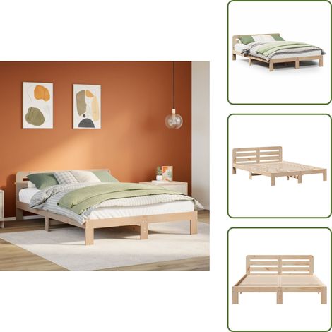 vidaXL Cadre de lit sans matelas 160x200 cm bois massif de pin (1/5)
