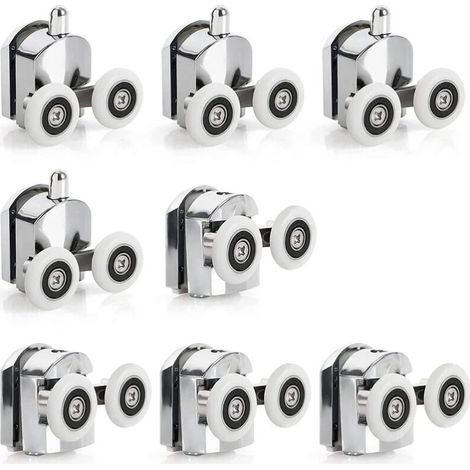 rodillos para puerta corredera de ducha, de aleación de zinc, ruedas dobles de repuesto de 23 mm de diámetro para baño. (1/5)