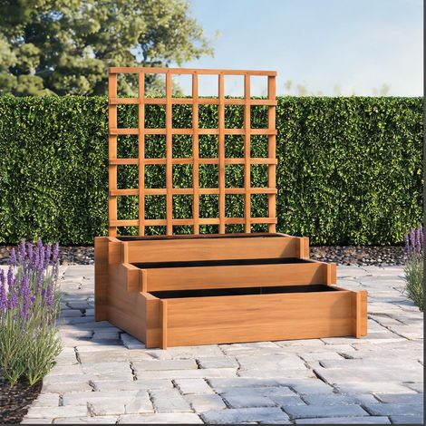 Jardinière surélevée 3 niveaux avec treillis en bois pour jardin (1/5)