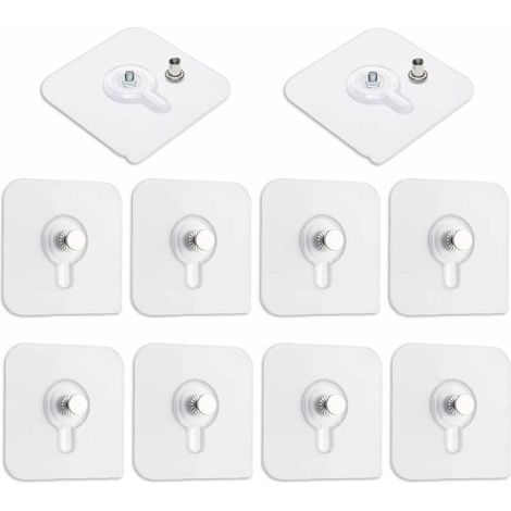 Lot de 10 Adhesif Accroche Tableau Sans Percer, Transparent Attache Cadre Adhésif pour Accroche Cadres Photo, Miroir, Art Mural, Lumières Décoratives, Sans Trou (1/5)