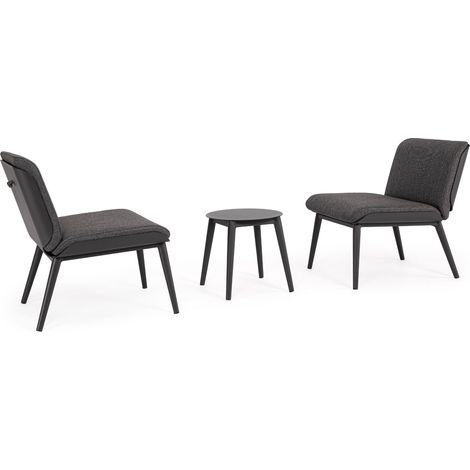 Salon de jardin en aluminium et coussins toile (set de 3) - ST VALERY (1/5)