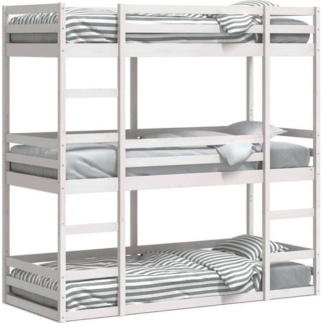 Maison Exclusive - Letto a Castello Triplo Bianco 90x200 cm Legno Massello di Pino