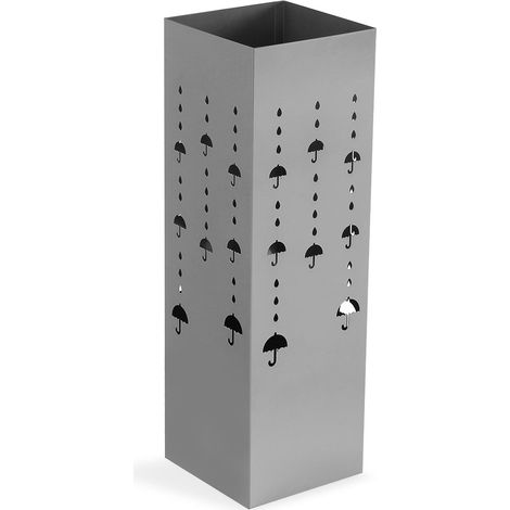Porta ombrelli grigio casa ufficio in metallo con vaschetta contenitore acqua contenitore Moderno h cm 49 quadrato (1/4)