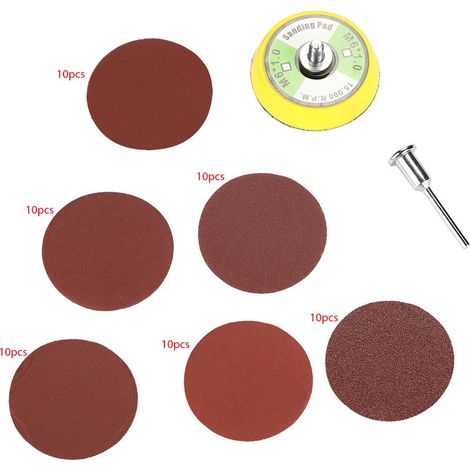 Disques de Ponçage Rouges - 60 Pièces, Diamètre 2 Pouces, Grains Variés (100, 240, 600, 800, 1000, 2000) (1/5)