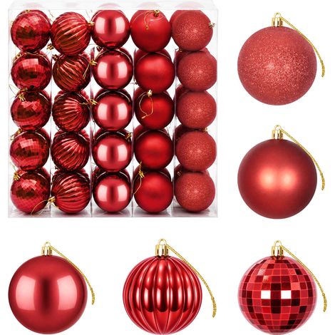 vidaXL Set di Palline di Natale 50 pz Rosso 8 cm Polistirolo (1/5)