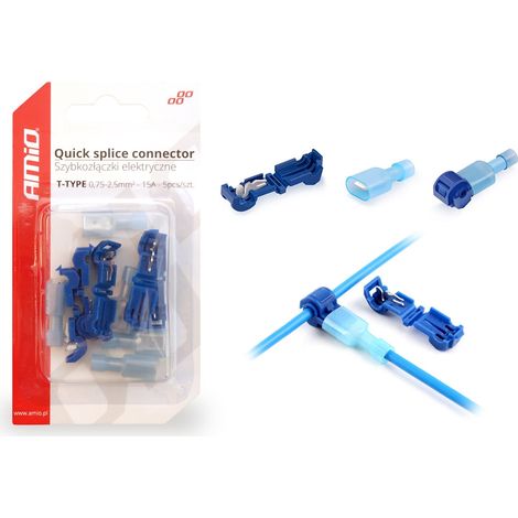Connettori elettrici rapidi Tipo-T 0,75-2,5 mm² 15 A 5 pezzi amio-02344