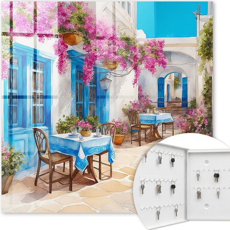 Armoire à clés - (30 cm x 30 cm) - Boîte à clés murale - Coffret de rangement pour clés - Couleur blanche - Ouverture vers la gauche - Pour maison et bureau - Allée des fleurs (1/5)