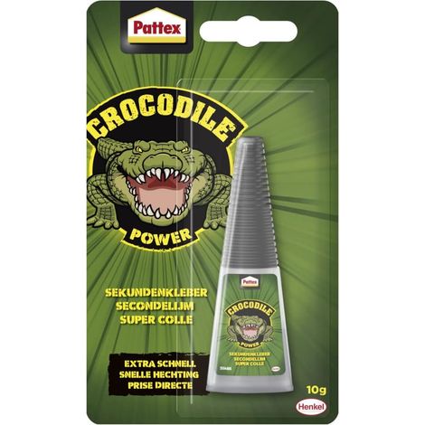 Crocodile Power Colle instantanée extra forte - Colle multi-usages à séchage rapide - Pour métal, bois et plus - Imperméable et transparent - 1 x 10 g (1/5)