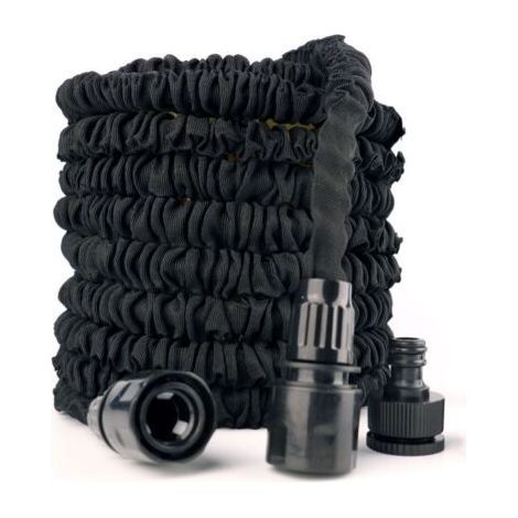 FITLAB-Tuyau d'arrosage extensible de 7,5m/25 ft, tuyau d'arrosage extensible flexible pour maison, pelouse, voiture avec buse de pulvérisation professionnelle 8 fonctions (7,5 m/25 ft, noir) (1/3)