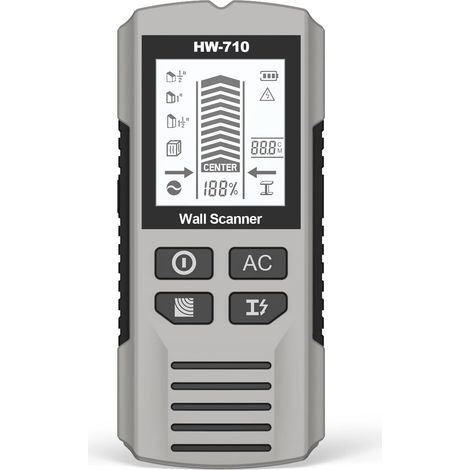 Bolzensucher-Wandscanner, 5-in-1, verbesserter Chip, FOGZUVR: Wanddetektor erkennt Holz/Metall/AC-Draht/Rohr, Drahtsucher-LCD-Display und Audioalarm für Kanten-/Mittelgenauigkeit, Himmelsilber (ohne 9