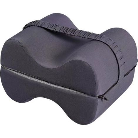 Oreiller ergonomique pour les genoux - Pour dormeur sur le côté - Mousse à mémoire de forme - Bords réglables - Lot de 2 - Soulage douleurs dorsales et hanches - Gris (1/5)