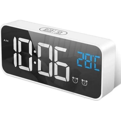 Réveil Numérique - Rechargeable - 2 Alarmes - Température - 13 Sonneries - 4 Luminosités - RIWILL -MIL (1/5)