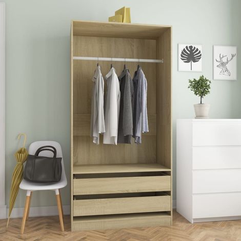 Garde-robe Meuble de Rangement - Style Contemporain Chêne sonoma 100x50x200 cm Aggloméré BV933462 - BonneVie (1/5)