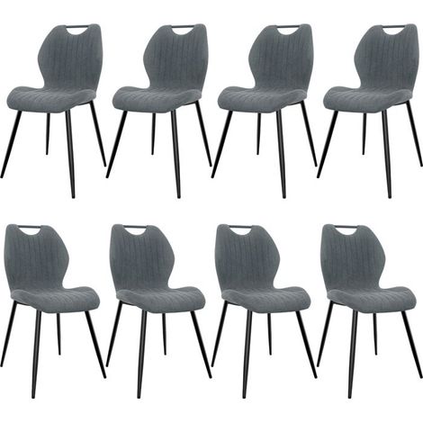 WAFTING Lot de 8 Chaises de Salle à Manger, Chaise de Cuisine, Dossier en Tissu et Pieds en Métal, Gris Foncé (1/5)