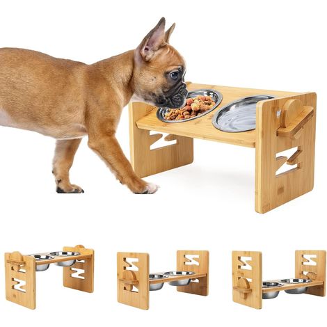 Mangeoire, angle réglable, avec bol en acier inoxydable, convient aux petits chiens et chats (1/5)