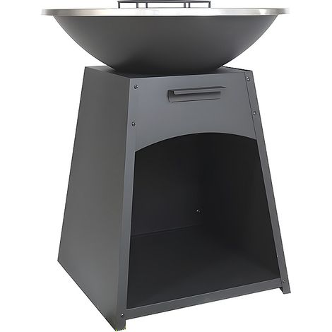 Barbecue plancha braciere in acciaio L81 x l81 x H96 cm Nero - CORVERA (1/4)