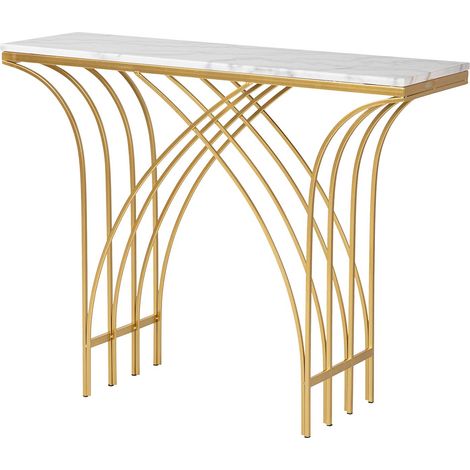 Console en métal et marbre blanc 104 x 30 x 79 cm