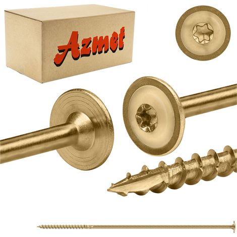 Vis Charpente Bois Azmet WCT, 8 x 320 mm, Tête Disque Torx, Haute Résistance, Boîte 50 Pièces (1/5)