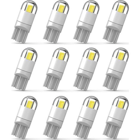 12 Stück 194 LED-Autolampen, 3030 Chipsatz, 2SMD T10 194 168 W5W LED-Keillampen, 1,5W 12V, Kennzeichenbeleuchtung, Einstiegsbeleuchtung, Kofferraumbeleuchtung, Begrenzungsleuchten, Weiß (1/4)