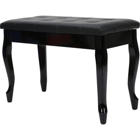 Banc de piano en bois avec coffre de rangement et coussin rembourré en cuir PU pour salle d'enregistrement et de concert (1/5)