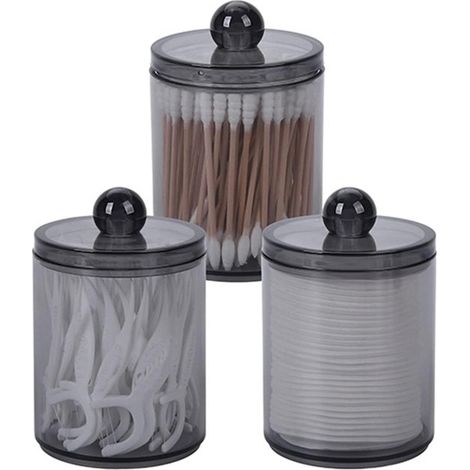 Dispenser per dischetti di cotone, scatola trasparente con coperchio, contenitore per riporre dischetti di cotone, cotton fioc e piccoli articoli da bagno. (1/5)