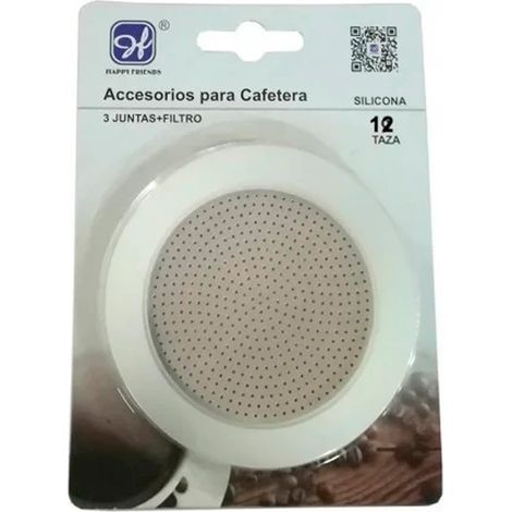 HAPPYFRIENDS filtro cafetera 12 tazas , Filtro cafetera 12 tazas Junta de aluminio con junta de silicona para cafetera de 12 tazas Recambio de filtro más junta para cafeter