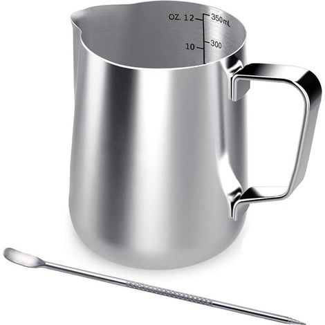 Pot à lait en acier inoxydable, 350ml à main levée Café Pot à lait, Lait Pichet (1/5)