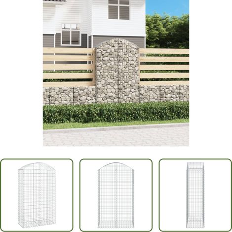 Schalldämmung - Gabione mit Hochbogen 100x50x160/180 cm Verzinktes Eisen (1/5)