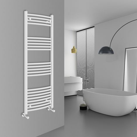 WarmeHaus Curved White Bathroom Ladder Radiator 1400x500mm (1/5)