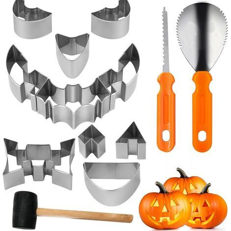 Kit de Sculpture de Citrouille Halloween, Pumpkin Carving Kit pour Citrouille d’Halloween Professionnel Outils de Sculpture en Acier Inoxydable pour la Décoration d’Halloween (1/5)
