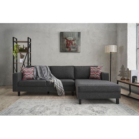 Ecksofa Rechts Kahl Stoff Anthrazit (1/5)