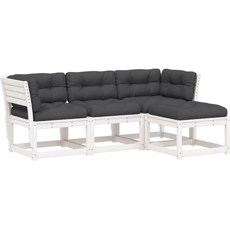 Maison Exclusive - Set Salotto Giardino 4pz con Cuscini Bianco Legno Massello Pino