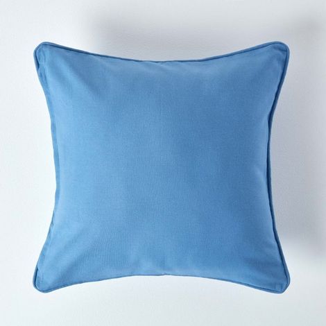 HOMESCAPES Housse de coussin uni Bleu foncé, 45 x 45 cm