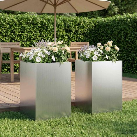 Cache-pot de jardin 2 pc Argenté 40 x 40 x 75 cm (1/5)