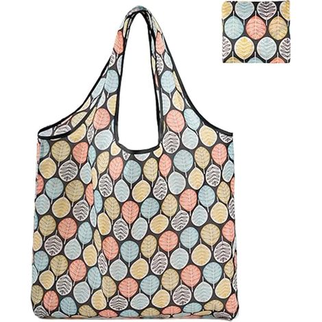 Sac Pliable, grand format panier réutilisable, Sac de Courses Pliable et léger, idéal pour le travail, l'école et le quotidien (1/5)