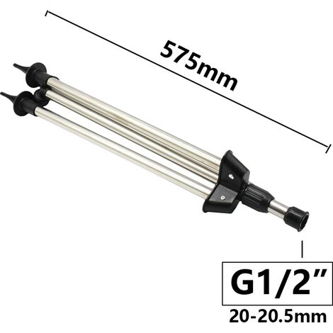Support pour arroseur à jet rotatif à 360° avec structure métallique, double sortie et buse à bascule pour l'irrigation de jardin. Trépied inclus. (1/5)