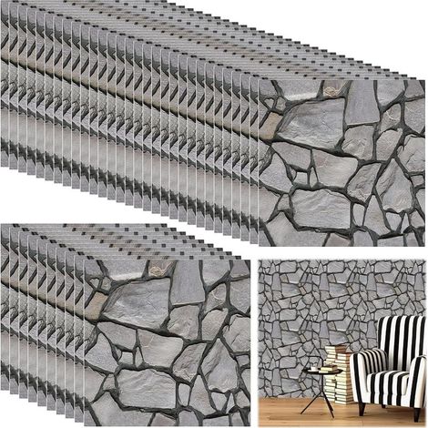 40 pièce 3D Dalle Pvc Adhésif Mural, 30 X 30 cm Papier Peint Auto Adhésif ImperméAble Brique Pierre, Panneau Mural Decoratif pour Portes Murales Chambre Cuisine (1/5)