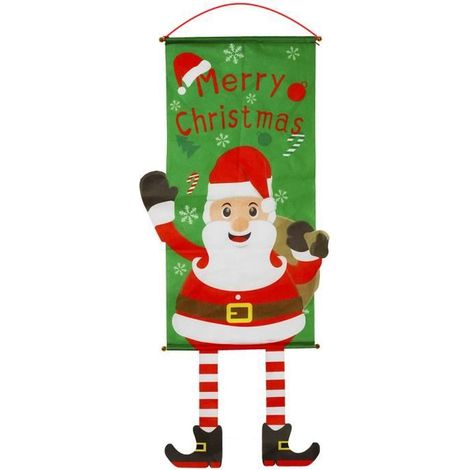 Merry Christmas Ornaments, Santa, banners, flags, door and window decorations. (1/2)