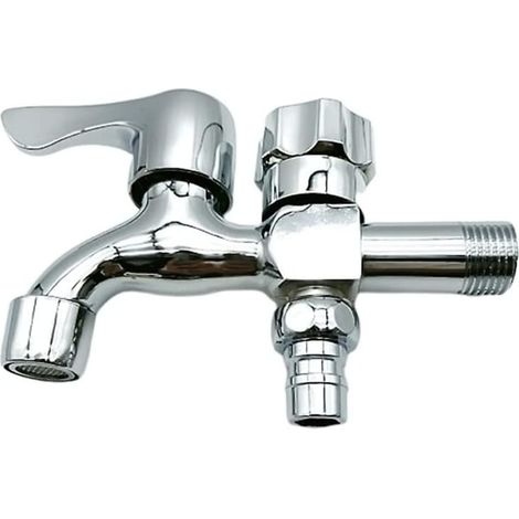 Robinet extérieur double sortie, robinet de jardin à deux sorties en laiton, raccord 1/2 pouce, mitigeur mural pour extérieur, double arrivée d'eau, robinet d'arrosage robuste (1/5)