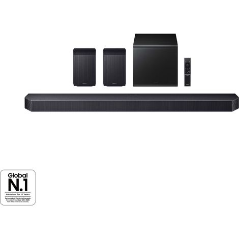 Samsung – Barre de son avec caisson de basse 9.1.4 canaux – 580 W – Dolby Atmos, DTS:X, DTS-HD Master Audio – Sans fil, noir