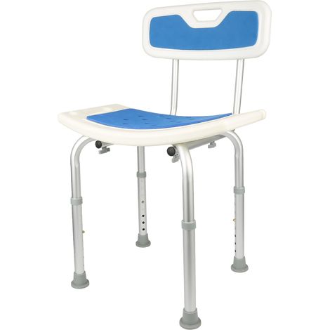 Sgabello per doccia rettangolare - sgabello per doccia con schienale, sgabello doccia, sgabello da doccia -51x26x71-83cm  blu (1/5)