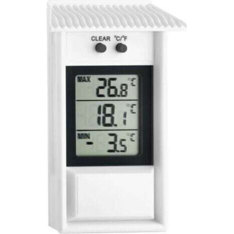 Blanc thermomètre numérique , 30.1053, résistant aux intempéries, utilisable à l'intérieur ou à l'extérieur (1/4)